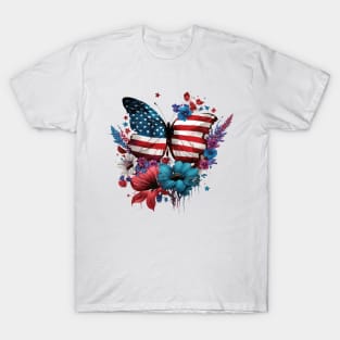 4th of July Floral Butterfly T-Shirt